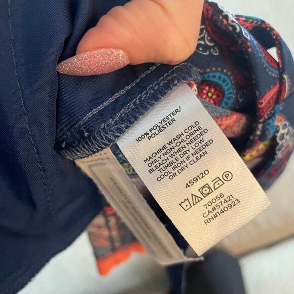 LOFT Paisley Blue Pink Shorts Extra Small 2 Belted Waist Polyester‎ Pockets - Picture 4 of 4